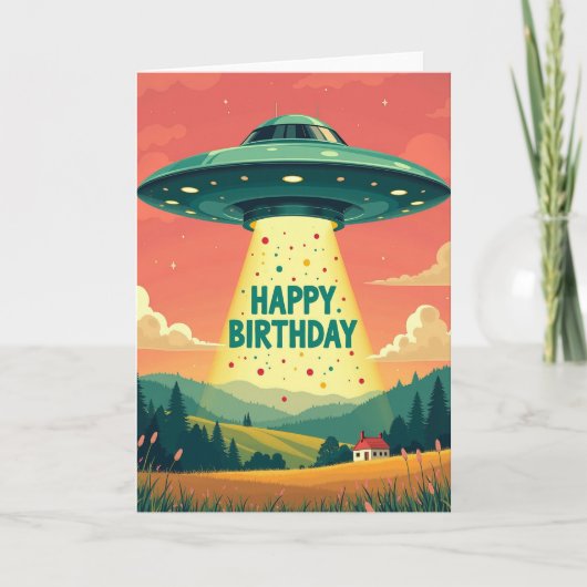 宇宙のフライングディスクのバースデーカード カード (正面)