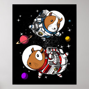 宇宙のモルモットの宇宙飛行士の宇宙Cavyペット ポスター