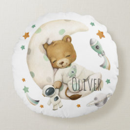 宇宙のライオンが月に眠る ラウンドクッション