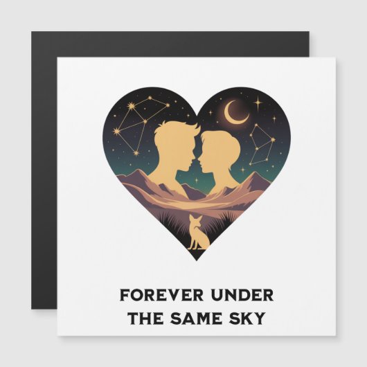 宇宙のラブストーリー ハートと恋人と狐のアート (正面/裏面)