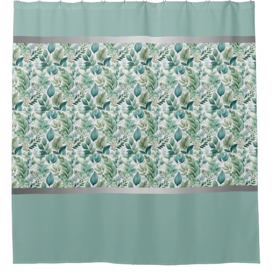 宇宙のリフレッシュMint Green & Silver シャワーカーテン (正面)