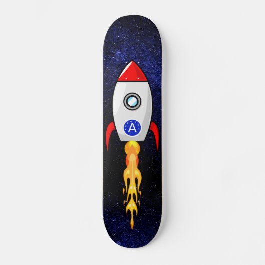 宇宙のロケットとモノグラム 銀河 スケートボード (正面)