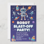 宇宙のロボット3歳の誕生日パーティー 招待状 (正面)