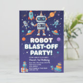 宇宙のロボット3歳の誕生日パーティー 招待状 (スタンド正面)