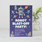 宇宙のロボット 1歳の誕生日パーティー 招待状 (スタンド正面)