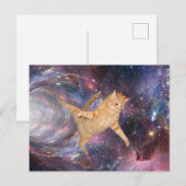 宇宙のワームホールにいる面白い猫 ポストカード (正面/裏面)