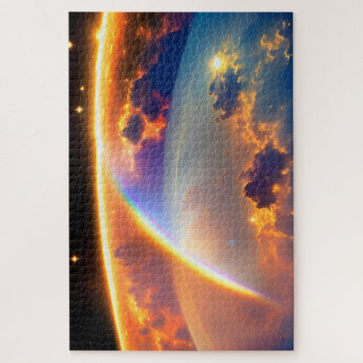 宇宙の下で曇った地球の上の銀河の虹 ジグソーパズル (縦)