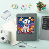 宇宙の中のかわいいキャラクター犬 シール (iPadカバー)