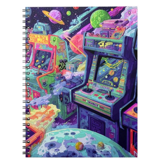 宇宙の中のレトロアーケードマシン ノートブック (正面)