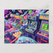 宇宙の中のレトロアーケードマシン ポストカード (正面)