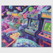 宇宙の中のレトロアーケードマシン ラッピングペーパー (フラット)