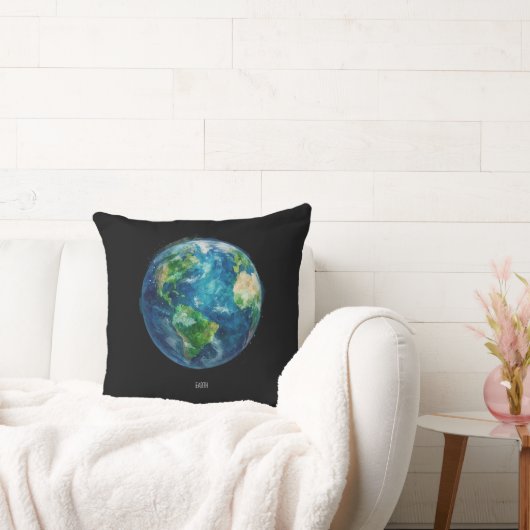 宇宙の中の地球の絵 クッション (ソファ)