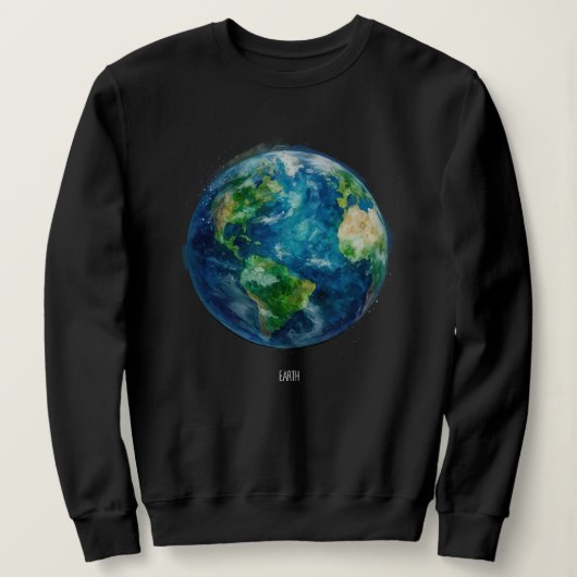 宇宙の中の地球の絵 スウェットシャツ (デザイン正面)