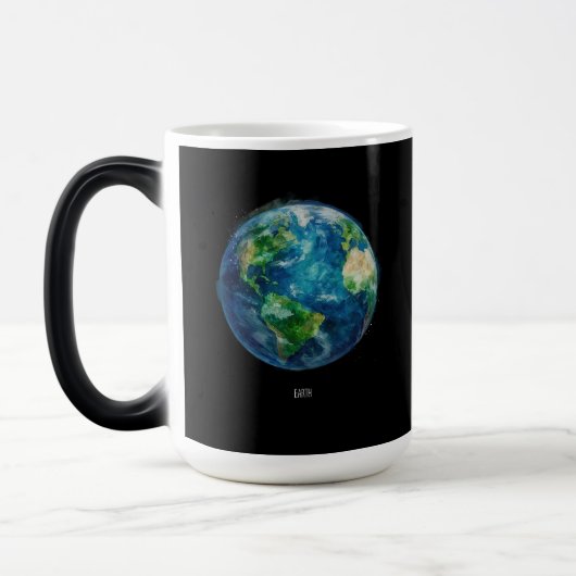 宇宙の中の地球の絵 モーフィングマグカップ (左)
