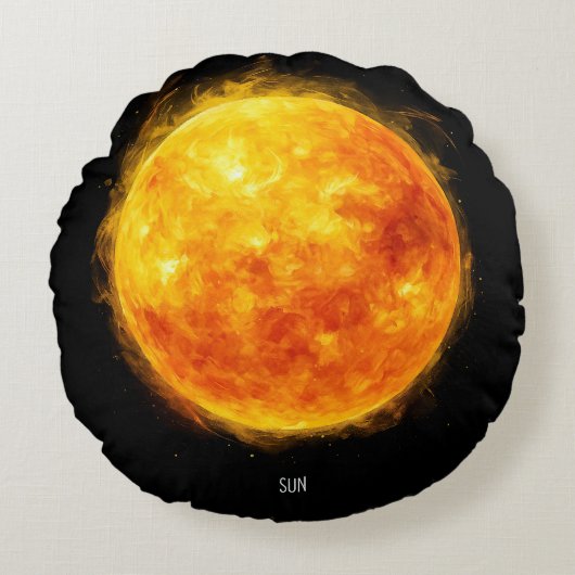 宇宙の中の太陽の絵 ラウンドクッション (正面)