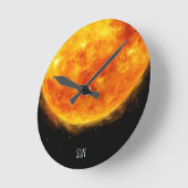 宇宙の中の太陽の絵 ラウンド壁時計 (傾斜)