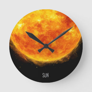 宇宙の中の太陽の絵 ラウンド壁時計