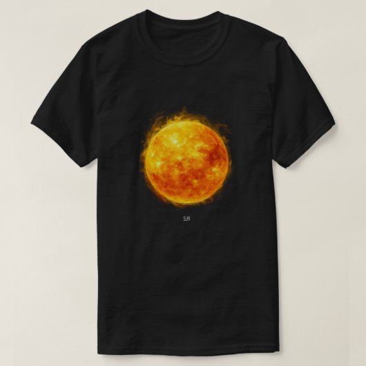 宇宙の中の太陽の絵 Tシャツ (デザイン正面)