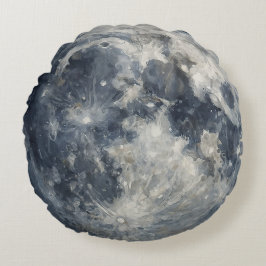 宇宙の中の月の絵 ラウンドクッション