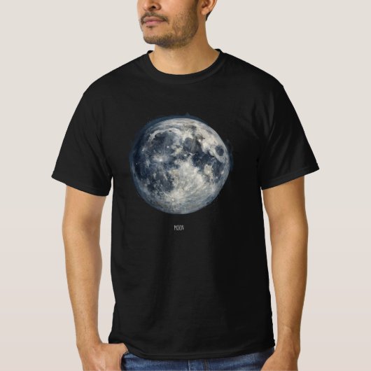 宇宙の中の月の絵 Tシャツ (正面)