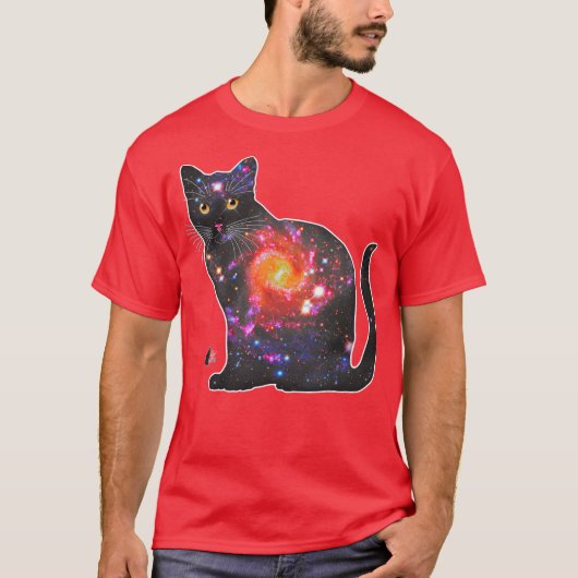 宇宙の中の猫 Tシャツ (正面)