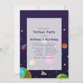 宇宙の仮想誕生日パーティーの招待 招待状 (正面)
