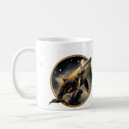 宇宙の優雅さ、黄金の黒いクジラ コーヒーマグカップ