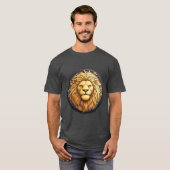 宇宙の円の中のゴールデンライオン Tシャツ (正面フル)