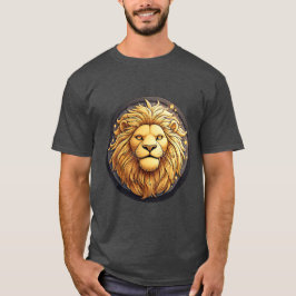 宇宙の円の中のゴールデンライオン Tシャツ