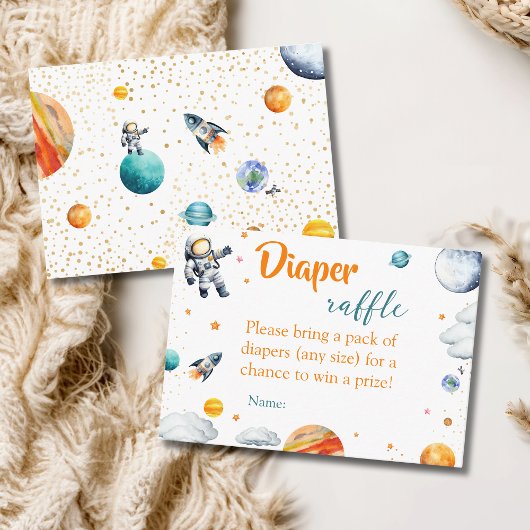 宇宙の冒険おむつくじ 赤ちゃん男の子シャワー エンクロージャーカード