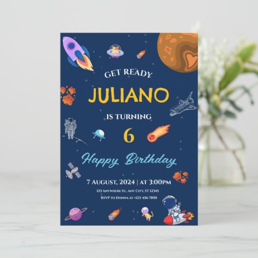 宇宙の冒険家 星空と水彩画 招待状 (スタンド正面)