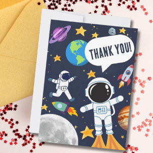 宇宙の冒険家 星空の旅 かわいい子供 サンキューカード