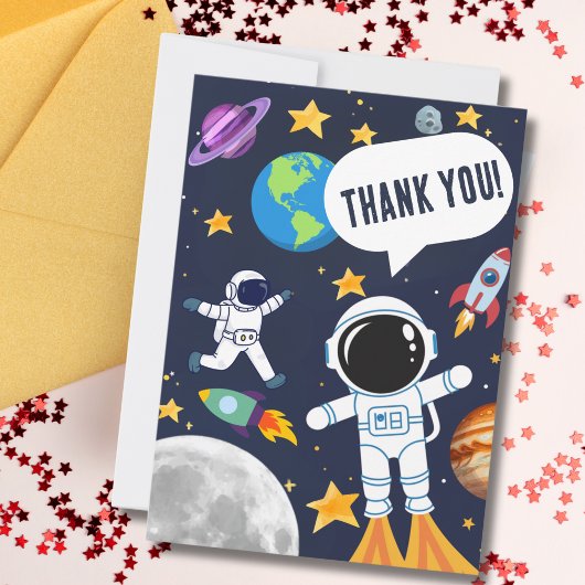 宇宙の冒険家 星空の旅 かわいい子供 サンキューカード