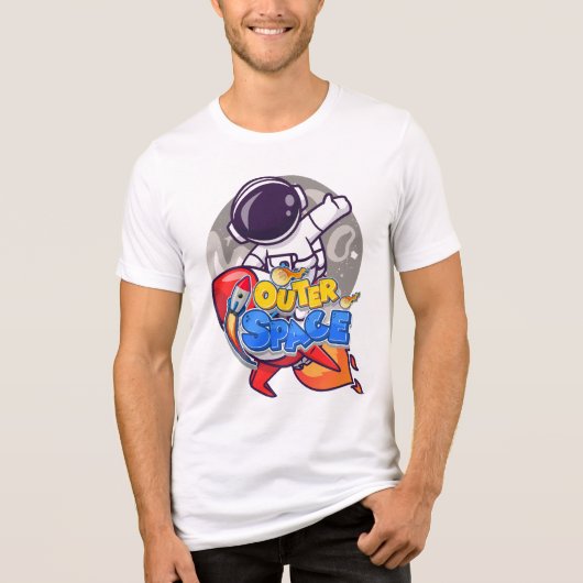 宇宙の冒険 - 宇宙飛行士とロケットのキャラクターデザイン トライブレンドTシャツ (正面)