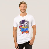 宇宙の冒険 - 宇宙飛行士とロケットのキャラクターデザイン トライブレンドTシャツ (正面全面)