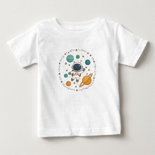 宇宙の冒険 1歳の誕生日 | 宇宙 ベビーTシャツ (正面)