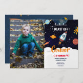 宇宙の写真 - 誕生日パーティーの招待状（年齢不問） 招待状 (正面/裏面)