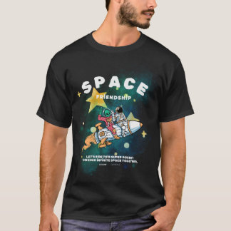 宇宙の友情：宇宙飛行士とロケットエイリアン Tシャツ