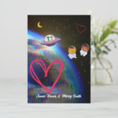 宇宙の地球の恋する宇宙飛行士たちのウェディング 招待状 (スタンド正面)