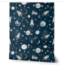 宇宙の壁紙|赤ちゃん部屋のアクセントウォール