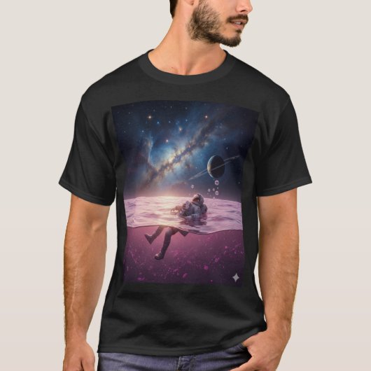 宇宙の夕焼け宇宙飛行士Tシャツ Tシャツ (正面)