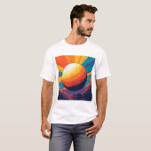 宇宙の夕焼け メンズTシャツ Tシャツ (正面フル)