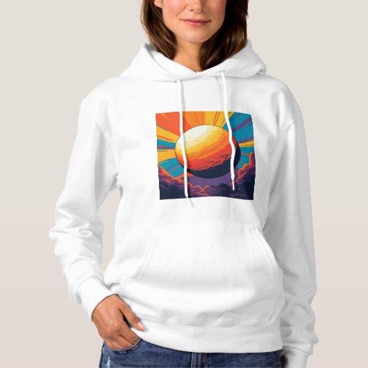 宇宙の夕焼け 女性用Tシャツパーカー パーカ (正面)