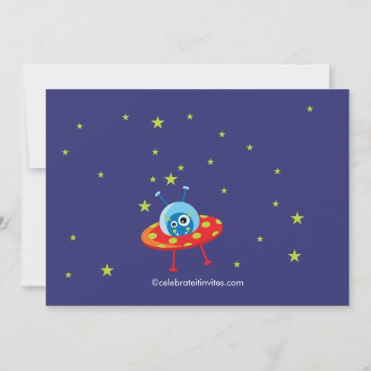 宇宙の外国の子供の誕生日のパーティの招待状 招待状 (裏面)