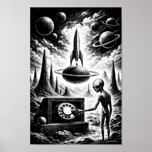 宇宙の夜に呼びかけるエイリアンポスター ポスター