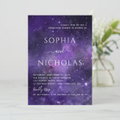 宇宙の夜星。パープル宇宙リハーサルディナー 招待状 (スタンド正面)