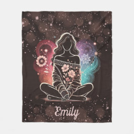 宇宙の夢の中の穏やかなフローラ フリースブランケット