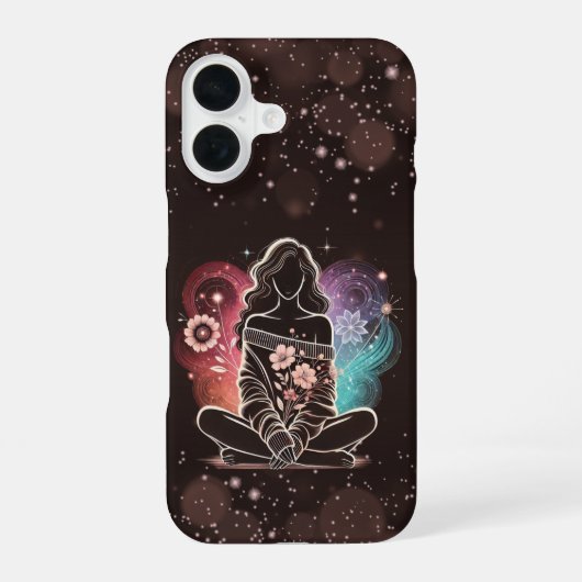 宇宙の夢の中の穏やかなフローラ iPhone 16ケース (裏面)