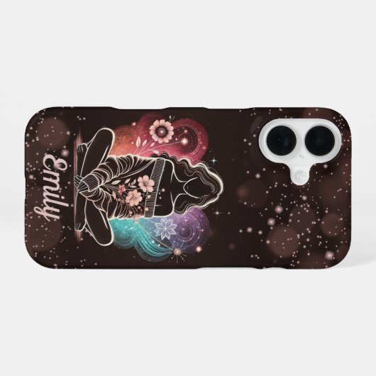 宇宙の夢の中の穏やかなフローラ iPhone 16ケース (裏面横)