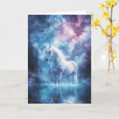 宇宙の夢の風景に登場する神秘的な白馬 カード (黄色い花)